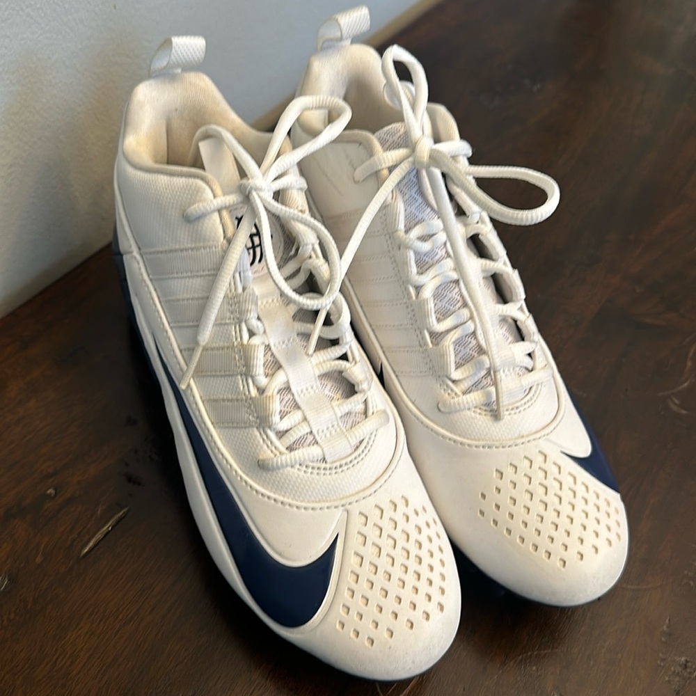 Nike men Alpha Huarache 6 blue and white Lacrosse cleats